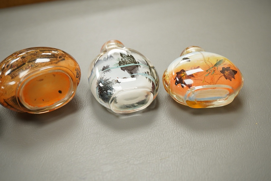 Six Chinese inside-painted glass 'landscape' snuff bottles